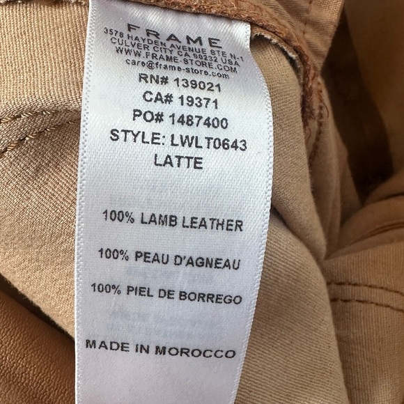 FRAME “Le High Straight” Cropped Lamb Leather Pants In Latte Size 25 EUC! - Picture 13 of 14